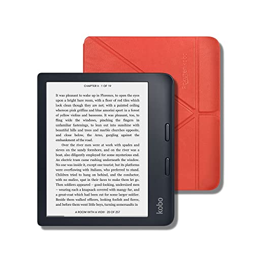 Kobo Libra 2 Black Bundle with Poppy Red SleepCover