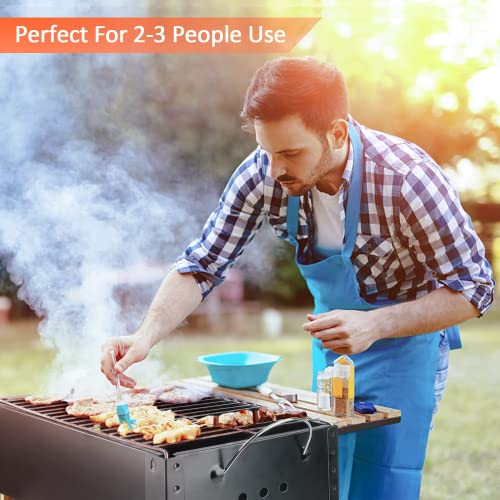 YSSOA 20” Portable Grill Charcoal Barbecue Grill, Small D, Portable Grill,Detachable Grill, Mini Tabletop Camping Grill BBQ, Black