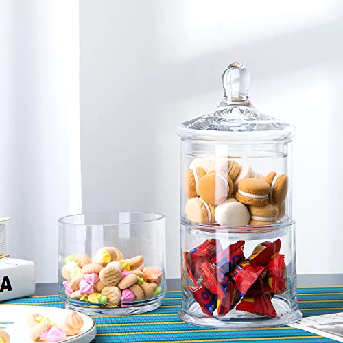 Diamond Star 12" 3 Tier Decorative Round Glass Storage Jars with Lids, Decorative Round Stackable Snack Storage Canister with Lid for Sweets, Animal Treats, Dry Foods, Fruit, Nuts, Coffee Bean and Building Blocks