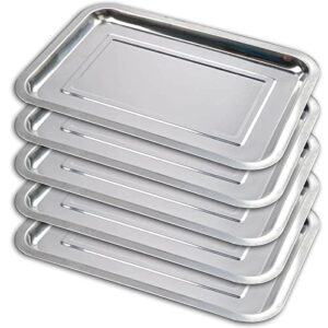stainless steel tray - narkysus 5 pack stainless steel dental lab tray 13.5'' x 10'' flat metal tray tool for lab dental instrument bathroom organizer tattoo station tattoo supplies