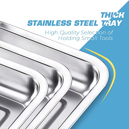 Stainless Steel Tray - Narkysus 5 Pack Stainless Steel Dental Lab Tray 13.5'' X 10'' Flat Metal Tray Tool for Lab Dental Instrument Bathroom Organizer Tattoo Station Tattoo Supplies