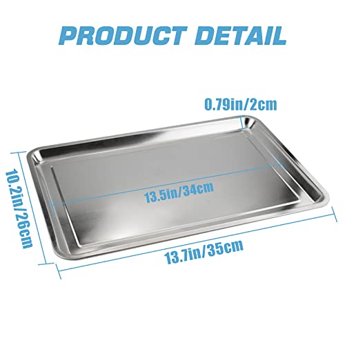 Stainless Steel Tray - Narkysus 5 Pack Stainless Steel Dental Lab Tray 13.5'' X 10'' Flat Metal Tray Tool for Lab Dental Instrument Bathroom Organizer Tattoo Station Tattoo Supplies