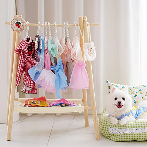 awagas Dress Up Storage, Small Clothes Rack, Baby Clothes Rack, Baby Clothing Rack, Kids Clothing Rack with Storage Shelf, Pet Clothes Rack, Garment Rack with 6Pcs Pearl Hangers for Baby Pets Dolls