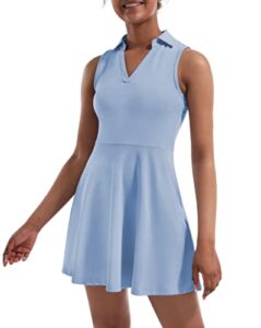fengbay tennis dress for women,golf dress with built in shorts with 4 pockets for sleeveless athletic workout dress