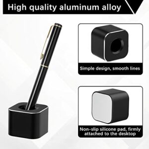 2 Pieces Metal Pen Stand Square Pen Holder Base Aluminum Student Desk Organizer Single Pen Holder for Desk Desktop Toothbrush Stand Holder Pen Display Stand for Home Office Students Teachers (Black)