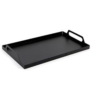 horiamit coffee table tray, serving tray snack tray rectangle black metal tray with handles 16.7x9.5 inches, vanity tray bathroom organizer kitchen tray for counter