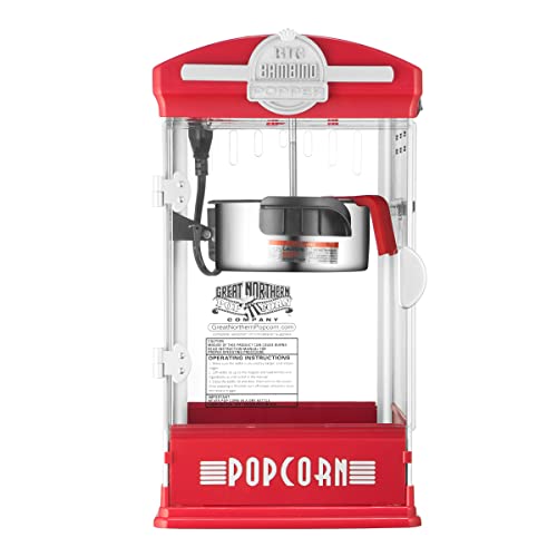 Great Northern Popcorn Big Bambino Popcorn Machine - Old Fashioned Popcorn Maker with 4-Ounce Kettle, Measuring Cups, Scoop and Serving Cups (Red), 10.8" x 9.7" x 19.5"