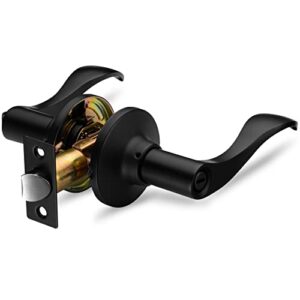 Berlin Modisch Entrance Lever Door Handle [Lock with Two Keys] for Office or Front Door with a Iron Black Finish, Reversible for Right & Left Side, Entry Lever Classic Series