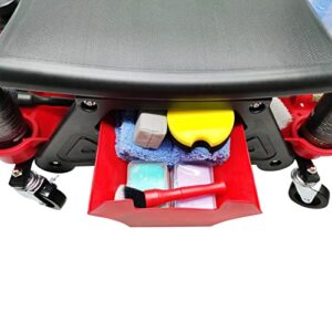 GLOSSONLY Heavy Duty Car Detailing Creeper Seat, Garage Mobile Rolling Mechanic/Car Wash Stool with Storage Trays and Premium Wheels and Casters