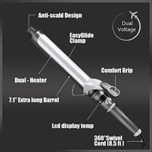 Keragard Curling Iron,Hot Tools Curling Iron with Ceramic Long Barrel,Curling Iron 1 1/2 Inch with Fast Heat Up Dual Voltage,LCD Display,22 Heat Setting for Long & Short Hair,Auto-Off(1.5 inch)