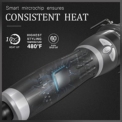 Keragard Curling Iron,Hot Tools Curling Iron with Ceramic Long Barrel,Curling Iron 1 1/2 Inch with Fast Heat Up Dual Voltage,LCD Display,22 Heat Setting for Long & Short Hair,Auto-Off(1.5 inch)