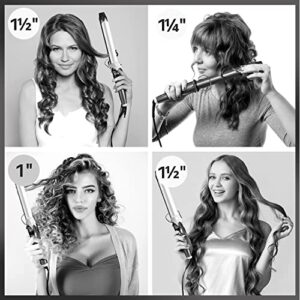 Keragard Curling Iron,Hot Tools Curling Iron with Ceramic Long Barrel,Curling Iron 1 1/2 Inch with Fast Heat Up Dual Voltage,LCD Display,22 Heat Setting for Long & Short Hair,Auto-Off(1.5 inch)