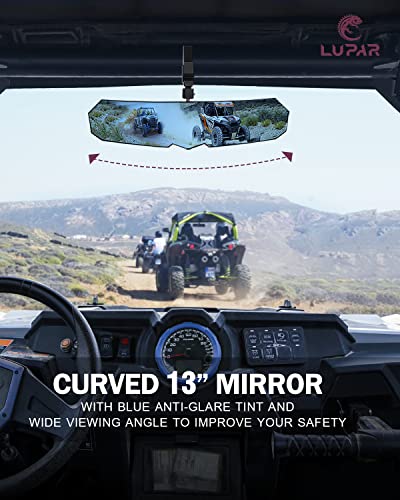 Lupar UTV RZR Rear View Mirror with LED Light fits 1.75"-2" Roll Cage Bar Aluminum Rearview Center Mirrors for SXS Polaris XP 900 1000 Pioneer Talon Can-Am Maverick X3 Kawasaki Arctic Cat Wildcat