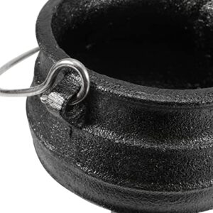 SINJEUN 4.1 Inch Black Cast Iron Cauldron with Lid and Handle, Ideal for Smudging, Incense Burning, Ritual Purpose, Decoration