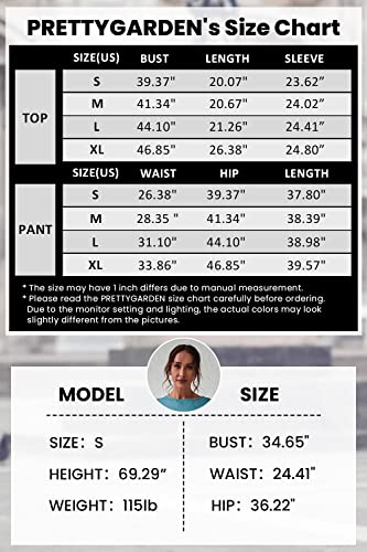 PRETTYGARDEN Women's Color Block 2 Piece Tracksuit Crewneck Long Sleeve Tops Long Sweatpants Outfits Lounge Sets(Black,Small)