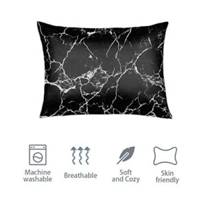 Marbling Satin Pillowcase for Hair and Skin, Black White Marbling Silk Pillowcase with Zipper Slip Pillowcase Silk King Size Pillow Cases Pillowcases 20x40in