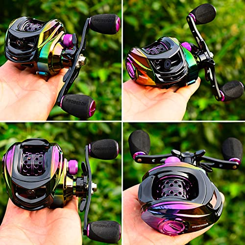 Doorslay Baitcasting Reels - Colorful Fishing Reel, 9+1 BB Bearing Fishing Baitcast Reel High Speed 7.2:1 Fishing Reel Bait Cast Wheel Left/Right Hand Fishing Accessory Magnetic Braking System