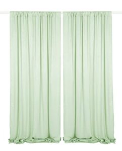 sherway 2 panels 4.8 feet x 10 feet light green thick satin wedding backdrop drapes, non-transparent window curtains for party ceremony stage decoration