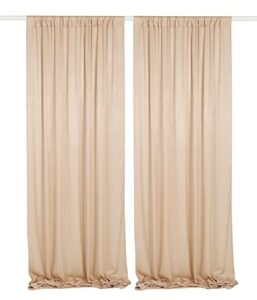 sherway 2 panels 4.8 feet x 10 feet light beige thick satin wedding backdrop drapes, non-transparent nude window curtains for party ceremony stage decoration