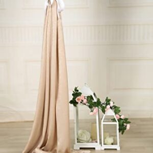 SHERWAY 2 Panels 4.8 Feet x 10 Feet Light Beige Thick Satin Wedding Backdrop Drapes, Non-Transparent Nude Window Curtains for Party Ceremony Stage Decoration