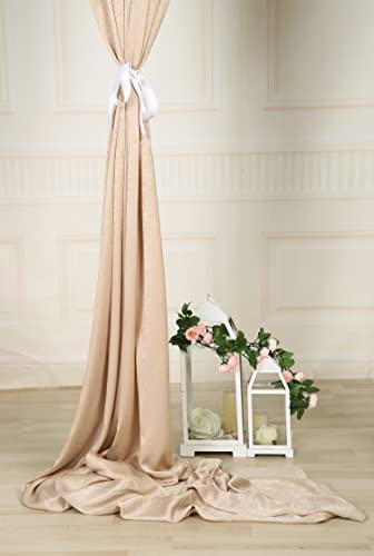 SHERWAY 2 Panels 4.8 Feet x 10 Feet Light Beige Thick Satin Wedding Backdrop Drapes, Non-Transparent Nude Window Curtains for Party Ceremony Stage Decoration