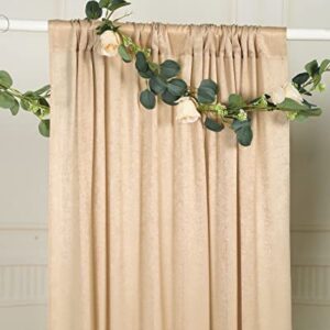 SHERWAY 2 Panels 4.8 Feet x 10 Feet Light Beige Thick Satin Wedding Backdrop Drapes, Non-Transparent Nude Window Curtains for Party Ceremony Stage Decoration