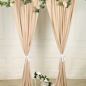 SHERWAY 2 Panels 4.8 Feet x 10 Feet Light Beige Thick Satin Wedding Backdrop Drapes, Non-Transparent Nude Window Curtains for Party Ceremony Stage Decoration