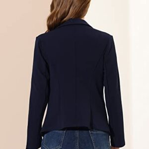 Allegra K Women's Work Office Lapel Collar Stretch Jacket Suit Blazer Small Navy Blue