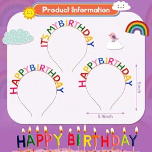 3 Pieces Its My Birthday Alloy Birthday Headband Birthday Crowns for Women Happy Birthday Headband Birthday Girl Headband Princess Hair Band Rainbow Tiara Color Party Decorations for Women Girls
