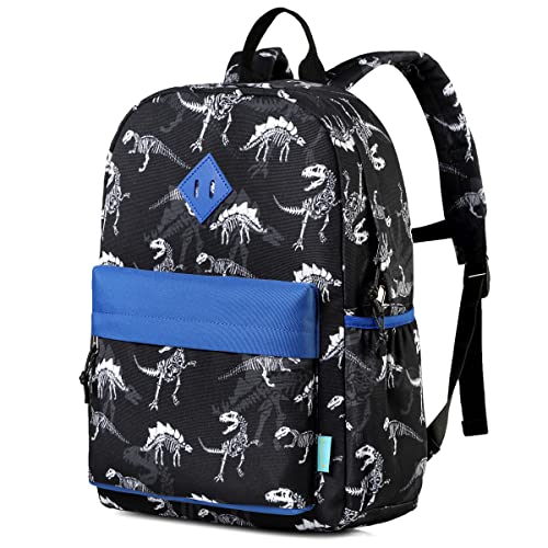 School Backpack for Boys, Lightweight Kids Backpack Preschool Toddler Kindergarten Bookbag with Front Chest Buckle,Black Dinosaur VONXURY