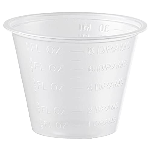 [300 Count - 1 oz.] Plastic Disposable Medicine Measuring Cup for Liquid Medicine, Epoxy, & Pills