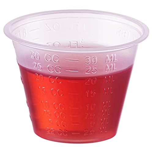 [300 Count - 1 oz.] Plastic Disposable Medicine Measuring Cup for Liquid Medicine, Epoxy, & Pills