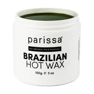 parissa brazilian hot wax kit no-strips needed and microwavable for at-home hair removal on brazilian, bikini or underarm
