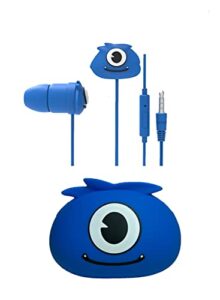 bbyogooz earbuds for kids with storage case cute kids earbuds in-ear wire earphones for school cartoon headphones with mic microphone gift for girls boys adults (blue monster)