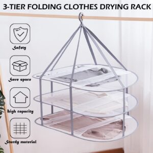 WEISGJA 3 Tier Folding Mesh Clothes Drying Rack, Stackable Sweater Drying Rack with Internal Fixation, Portable Hanging Laundry Rack for T-Shirt,Swimsuit,Sweater,Delicates (1 Pack)