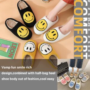YJJY Smile Face Slippers for Women,Retro Soft Plush Lightweight House Slippers Slip-on Cozy Indoor Outdoor Slippers,Slip on Anti-Skid Sole