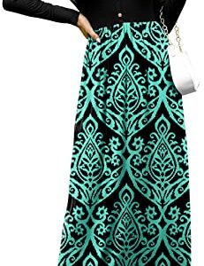 GRECERELLE Women's Long Sleeve Casual V Neck Plain Floral Print Maxi Dresses with Pockets Long Dress