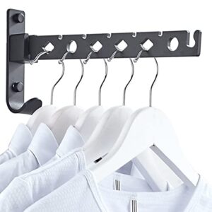 JERRY&RAIN Folding Collapsible Clothes Drying Rack Wall Mount Hanger Dtorage Laundry Room Organizer Space Aluminum Black