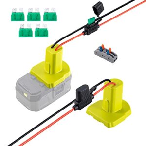upgraded power wheel adaptor for ryobi 18v battery with fuse & wire terminals,power connector for rc car, robotics,rc truck, diy,work for 18v p100 p102 p103 p107 p108 li-ion & ni-cd battery