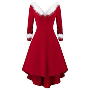 narhbrg plus size womens vintage dress christmas long sleeve high low dresses cocktail holiday party dress cosplay outfits