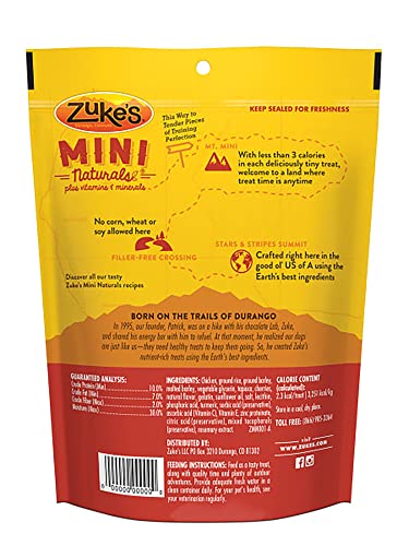 Zuke's Mini Naturals Dog Training Treats, Chicken Recipe, Soft & Tender Mini Dog Treats with Vitamins & Minerals, for All Breed Sizes, 6 OZ Bag (Pack of 3)