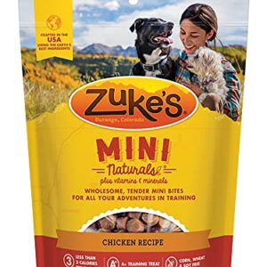 Zuke's Mini Naturals Dog Training Treats, Chicken Recipe, Soft & Tender Mini Dog Treats with Vitamins & Minerals, for All Breed Sizes, 6 OZ Bag (Pack of 3)