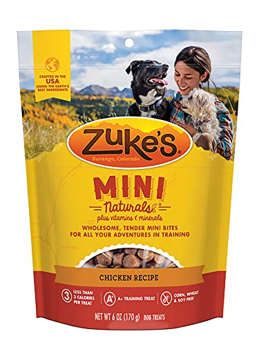 Zuke's Mini Naturals Dog Training Treats, Chicken Recipe, Soft & Tender Mini Dog Treats with Vitamins & Minerals, for All Breed Sizes, 6 OZ Bag (Pack of 3)