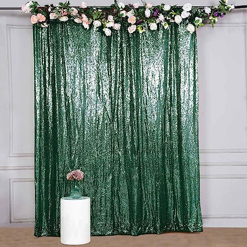 Efavormart 8ft Hunter Emerald Green Sequin Photo Booth Backdrop Photography Backdrop with Rod Pockets