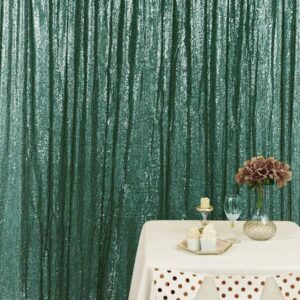 Efavormart 8ft Hunter Emerald Green Sequin Photo Booth Backdrop Photography Backdrop with Rod Pockets