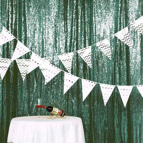 Efavormart 8ft Hunter Emerald Green Sequin Photo Booth Backdrop Photography Backdrop with Rod Pockets