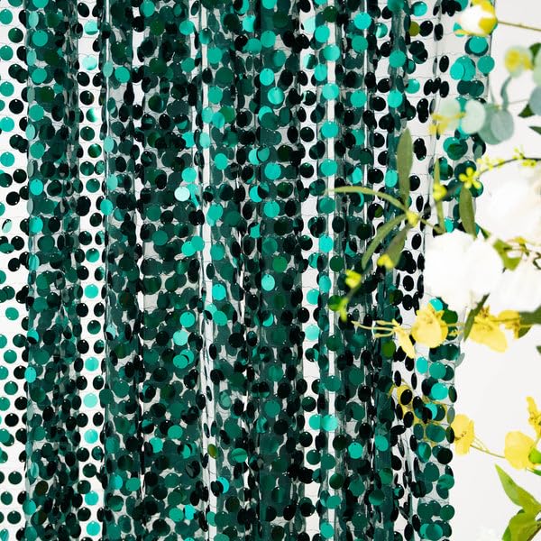 Efavormart 8ft x 8ft Hunter Emerald Green Big Payette Sequin Curtains Photo Booth Backdrop with Rod Pocket Photo Booth Backdrops Photography Background Drapes for Birthday Wedding Party