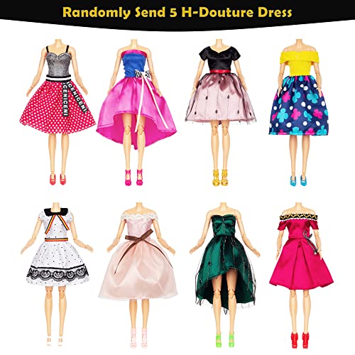 Doll Clothes and Accessories - 34 Items Unique H-Douture, 5 Party Dress, 3 Beautiful Fishtail Skirt and 3 Quality Swimsuit, Hanger Crown Necklace Bracelet Pack and 10 Shoes