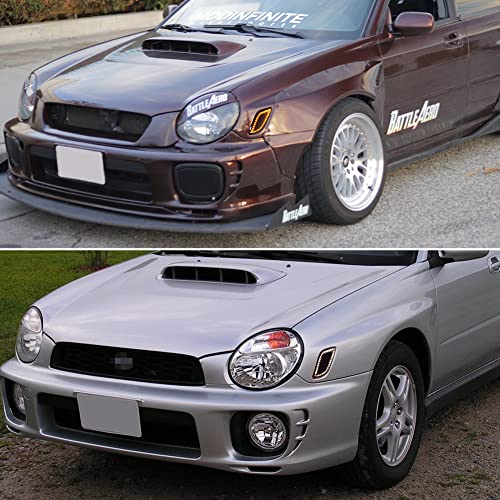 Tonsya For 2002 2003 Subaru Impreza WRX RS TS Replacement Front Bumper Signal Side Marker Daytime running Lights 2 in 1 Led Lamp Smoked Lens