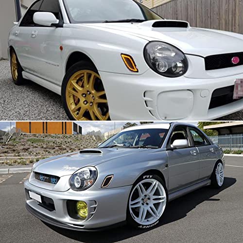 Tonsya For 2002 2003 Subaru Impreza WRX RS TS Replacement Front Bumper Signal Side Marker Daytime running Lights 2 in 1 Led Lamp Smoked Lens